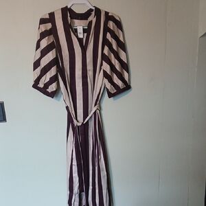 Ann Taylor Long Sleeve Striped Dress Size Large